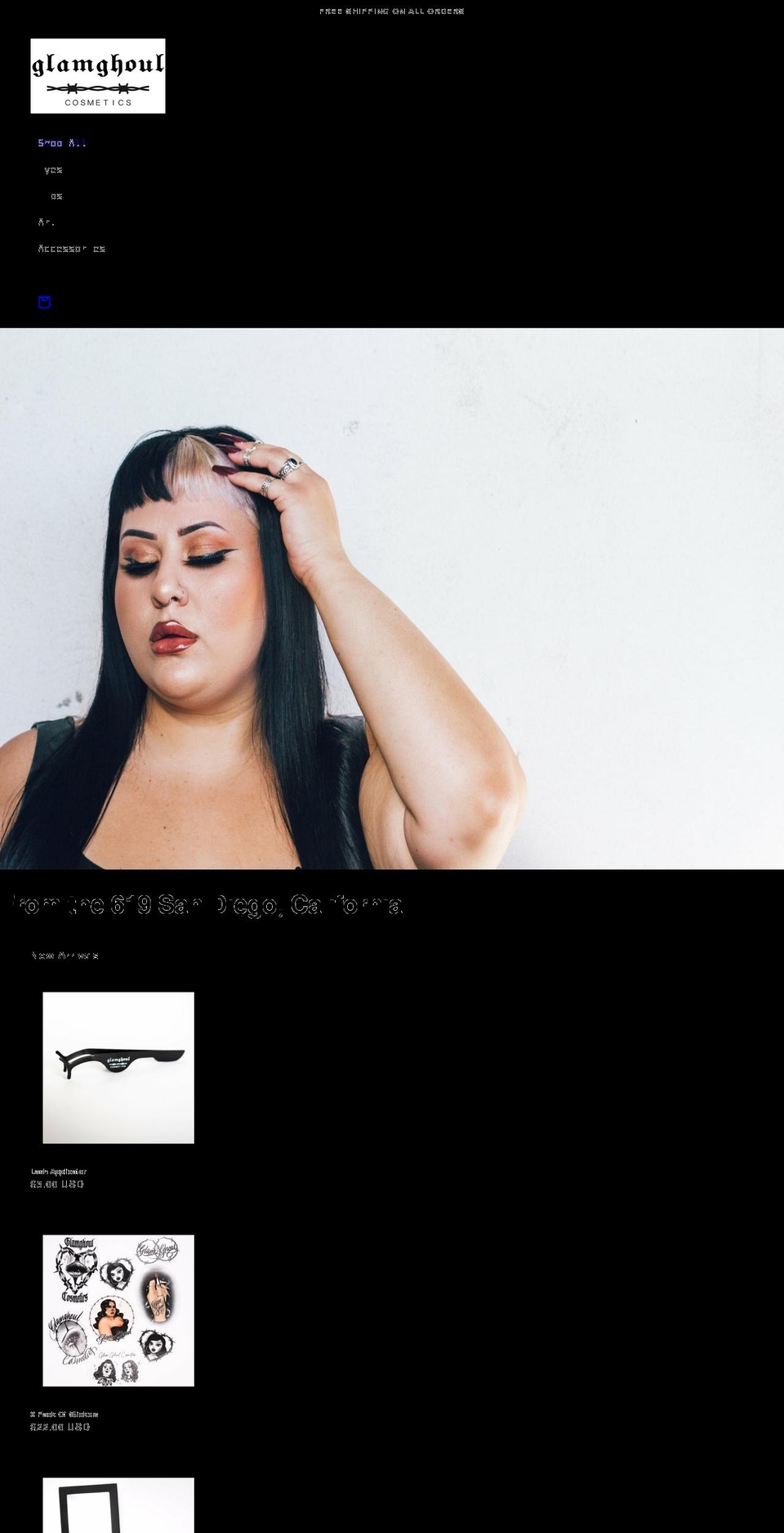 glamghoulcosmetics.com shopify website screenshot
