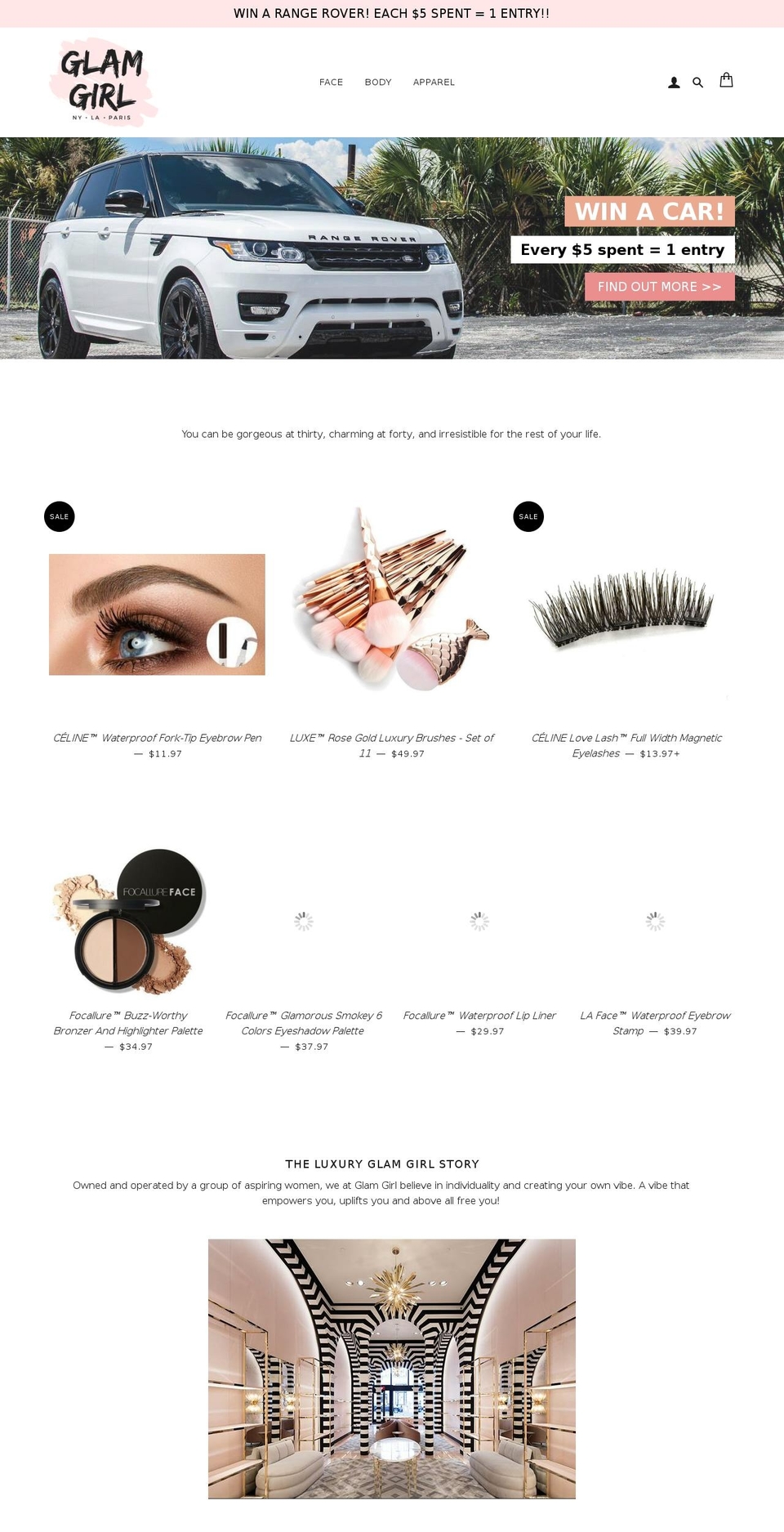 glamgirl.co shopify website screenshot