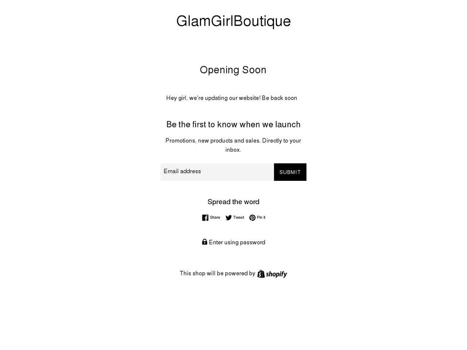 glamgirlboutique.net shopify website screenshot