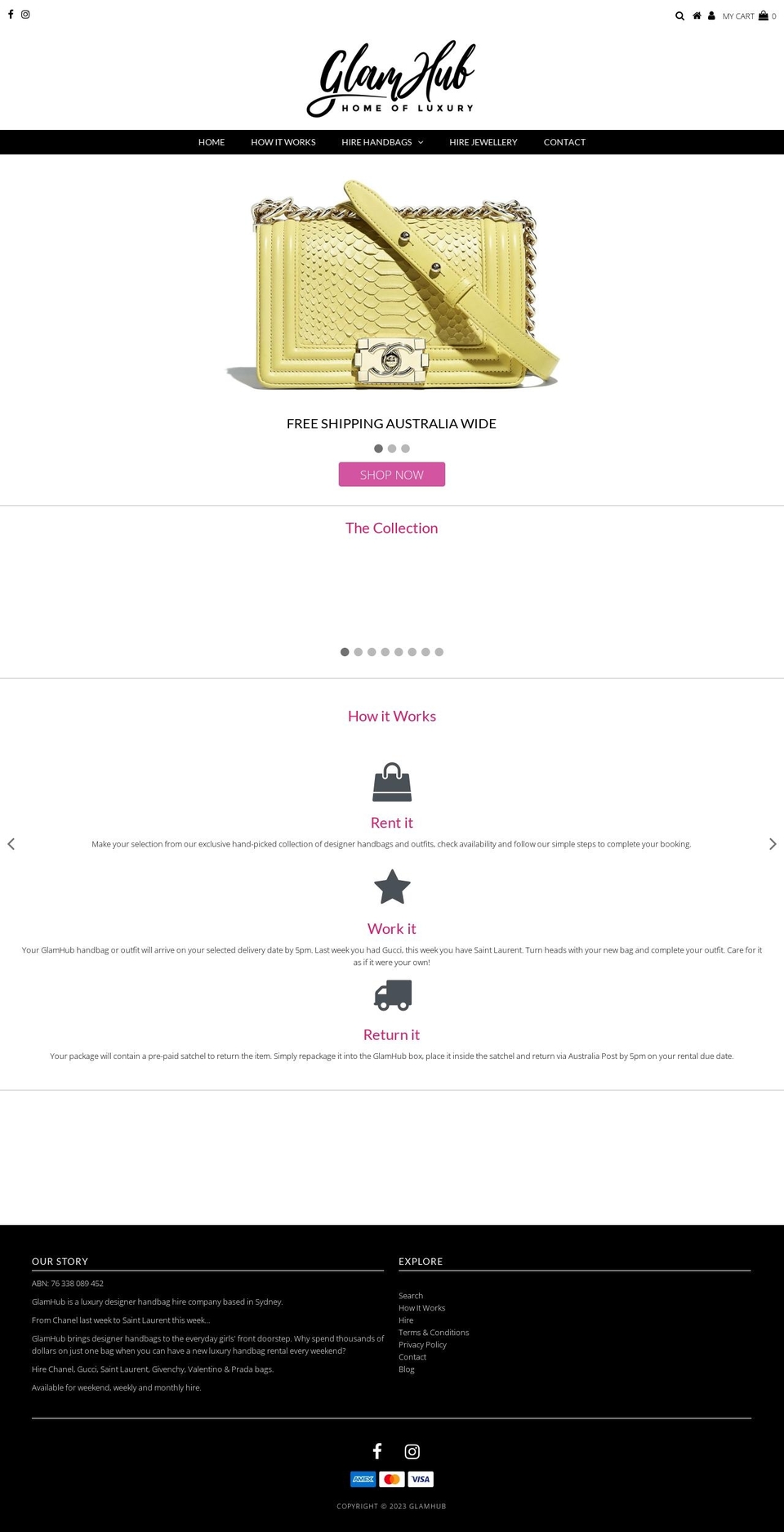 glamhub.com.au shopify website screenshot