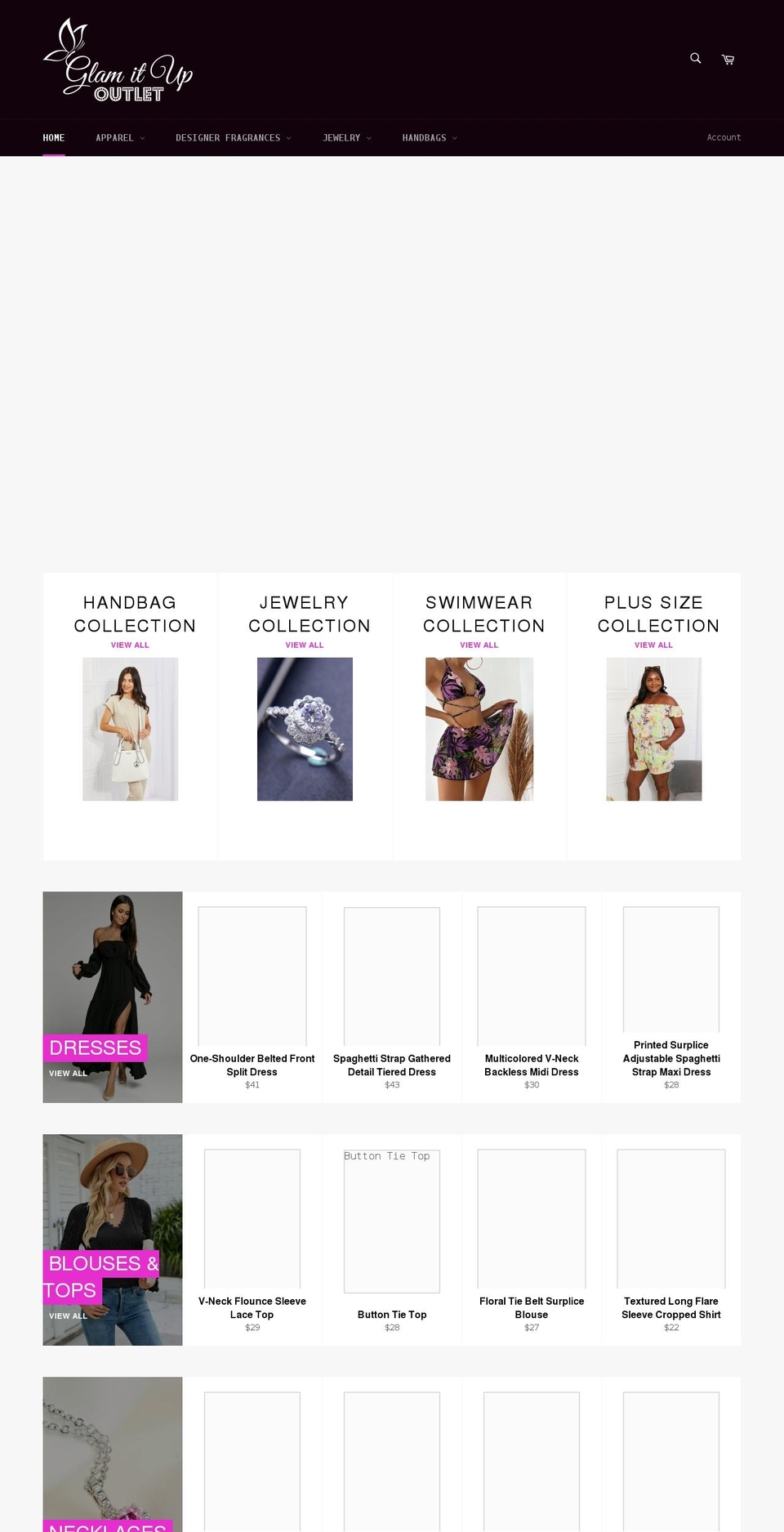glamitupoutlet.com shopify website screenshot