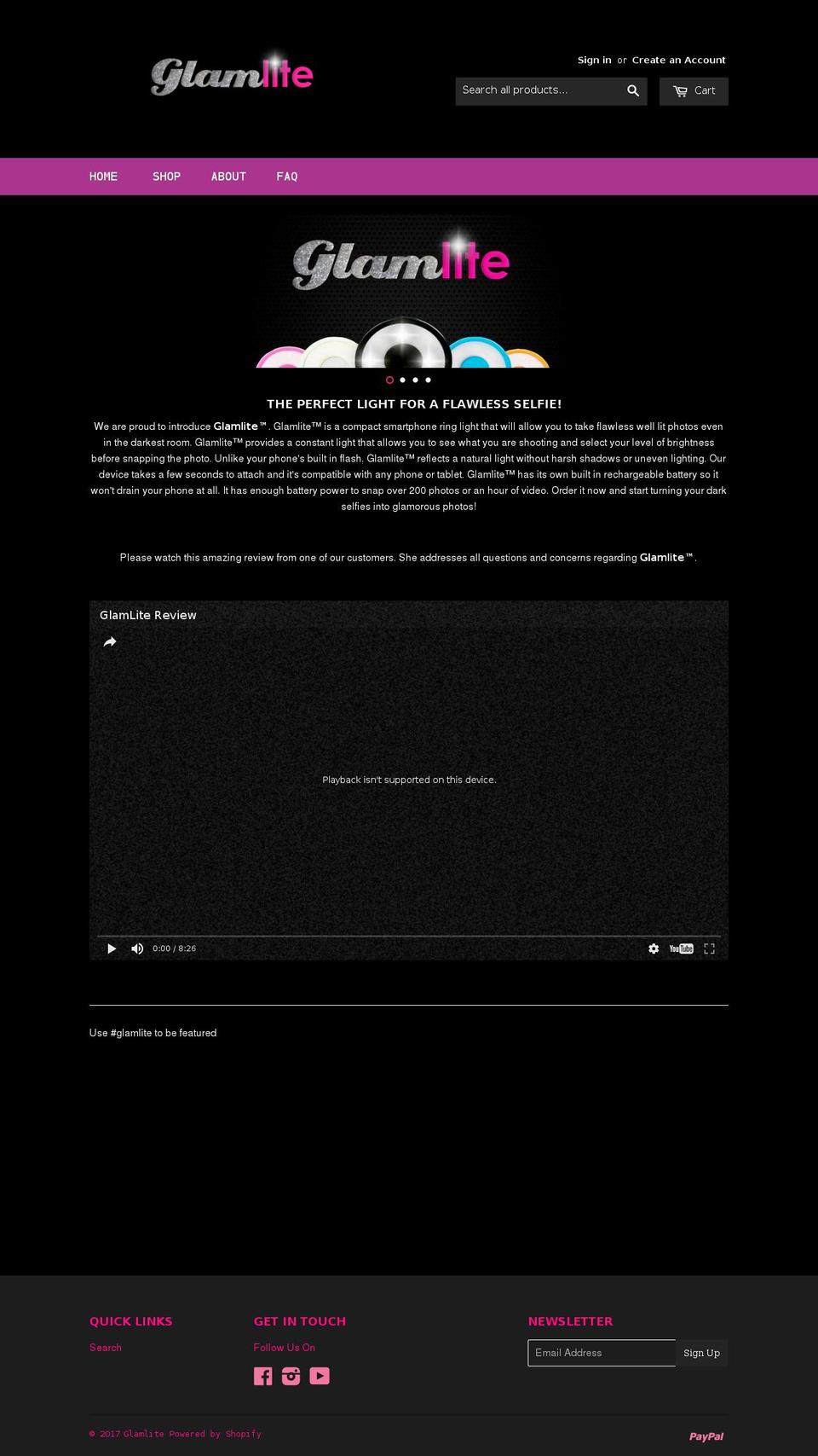 glamlite.com shopify website screenshot