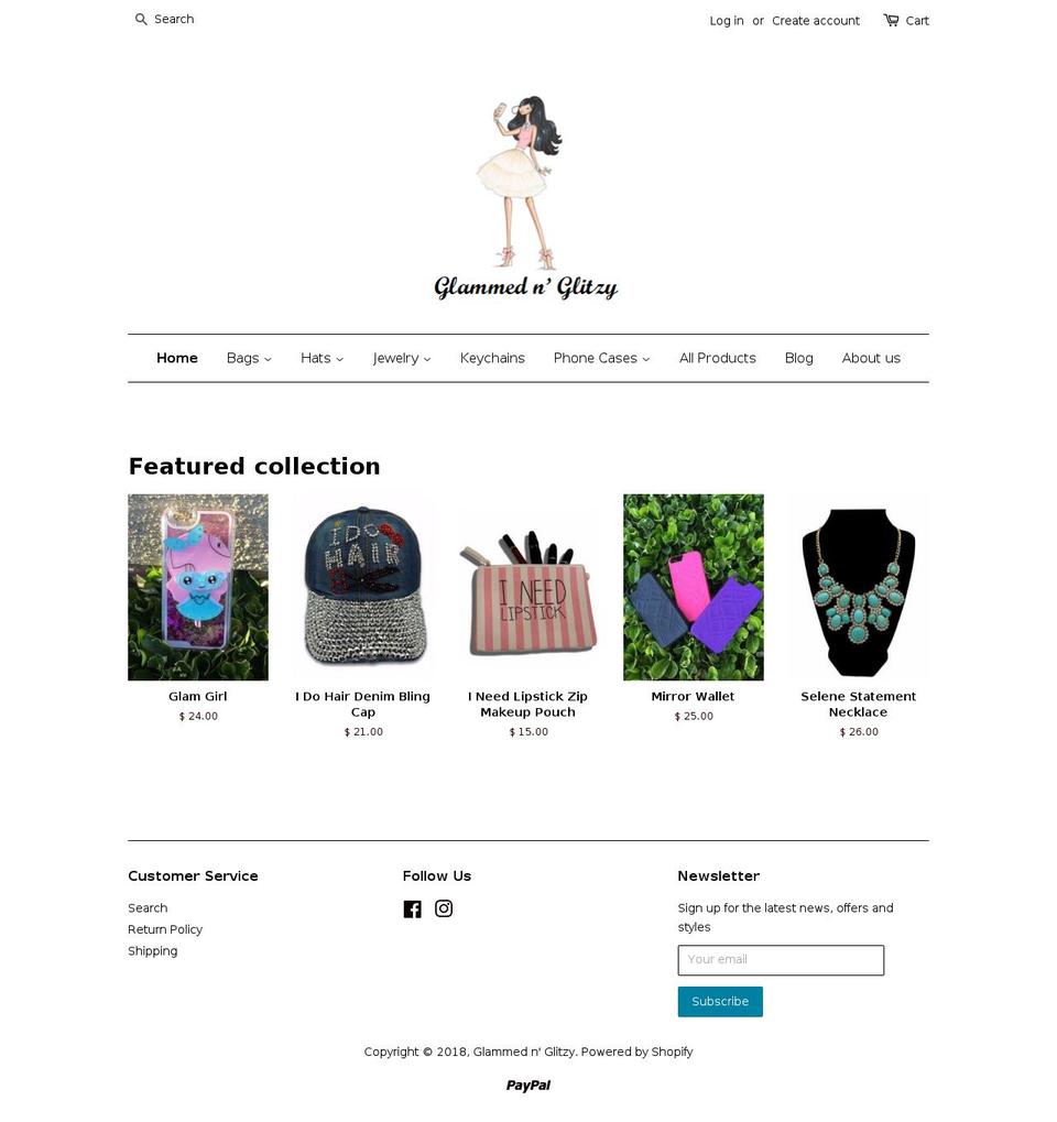 glammednglitzy.com shopify website screenshot