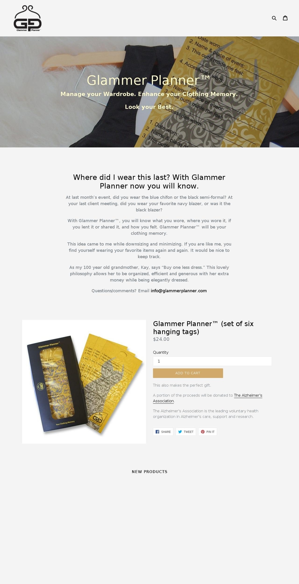 glammerplanner.com — Shopify storefront screenshot