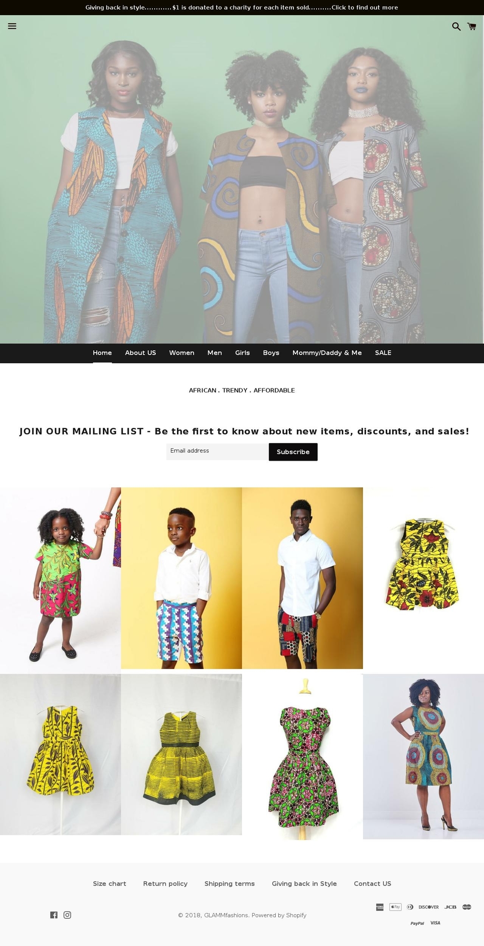 glammfashions.com — Shopify storefront screenshot