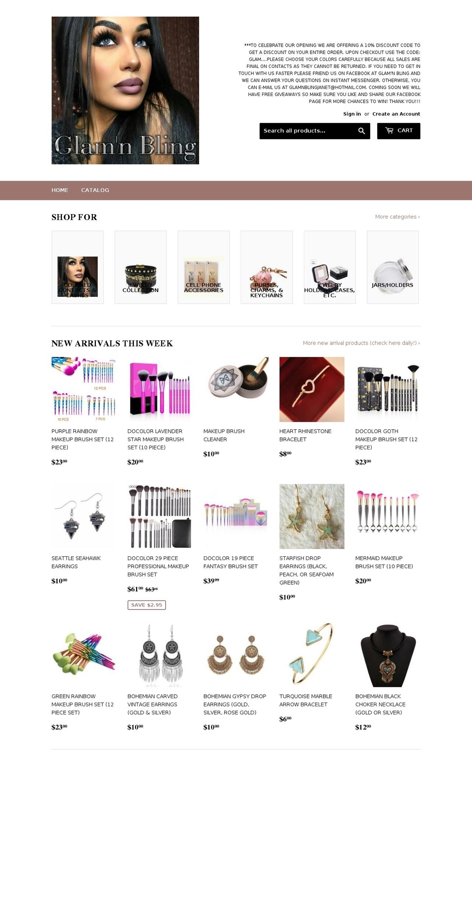 glamnbling.com shopify website screenshot