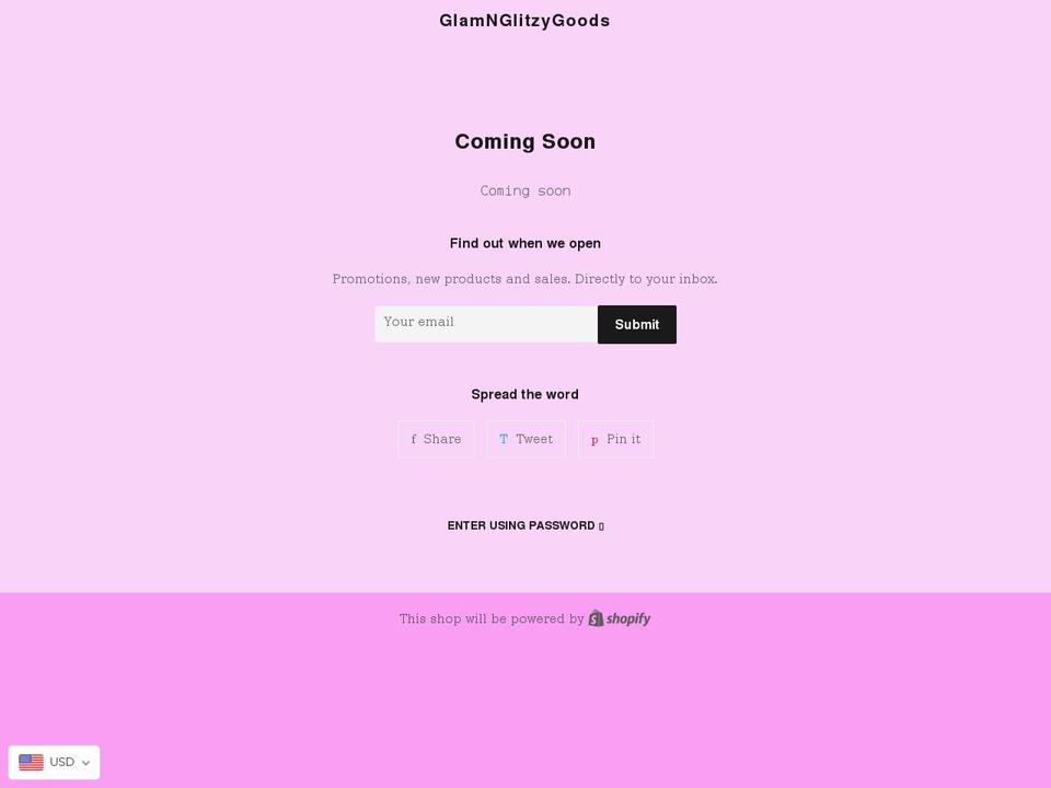 glamnglitzygoods.com shopify website screenshot