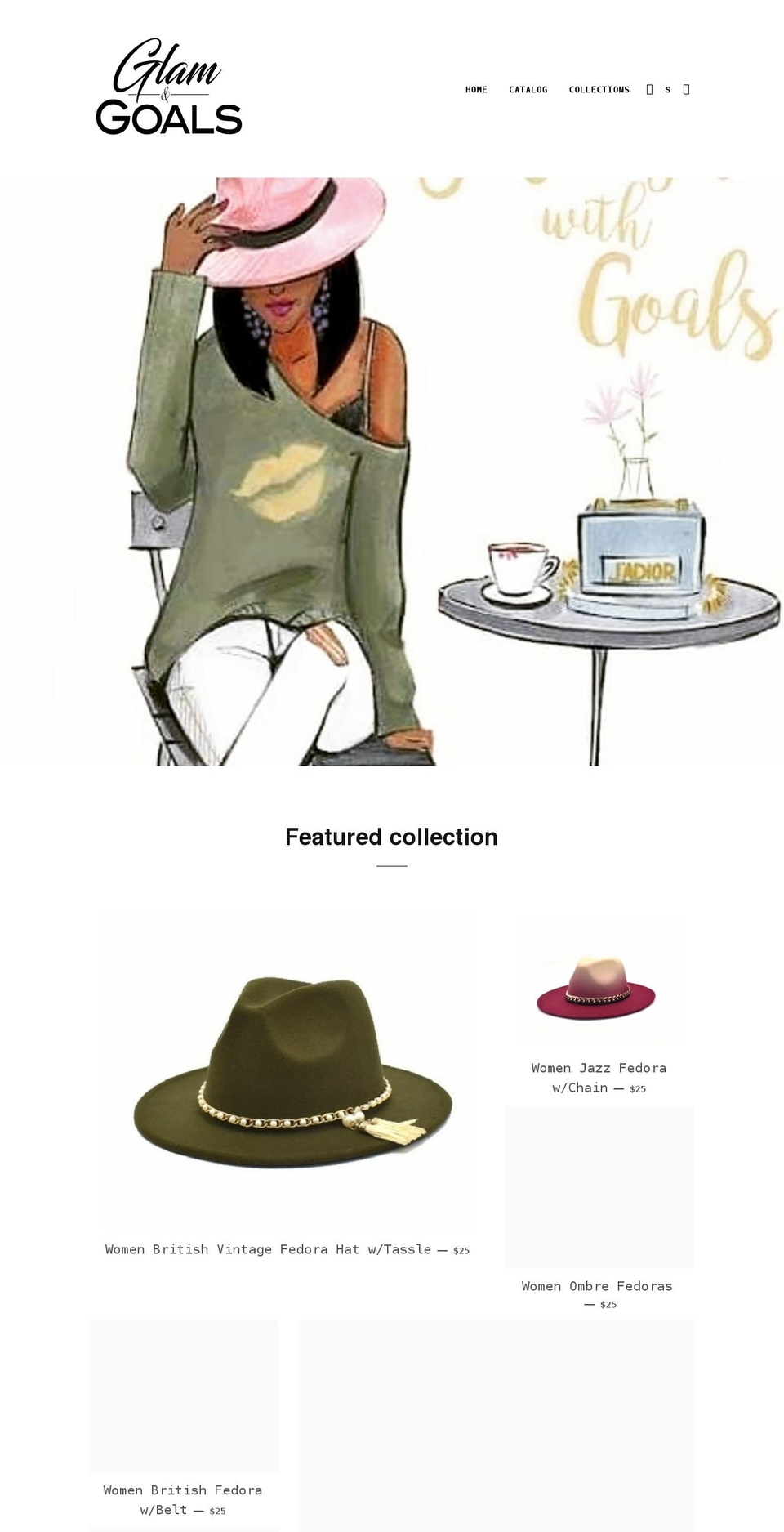 glamngoals.com shopify website screenshot