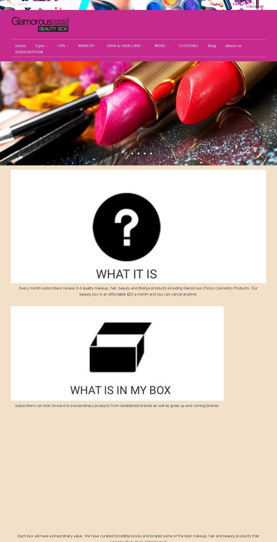 glamorouschicksbeautybox.com shopify website screenshot