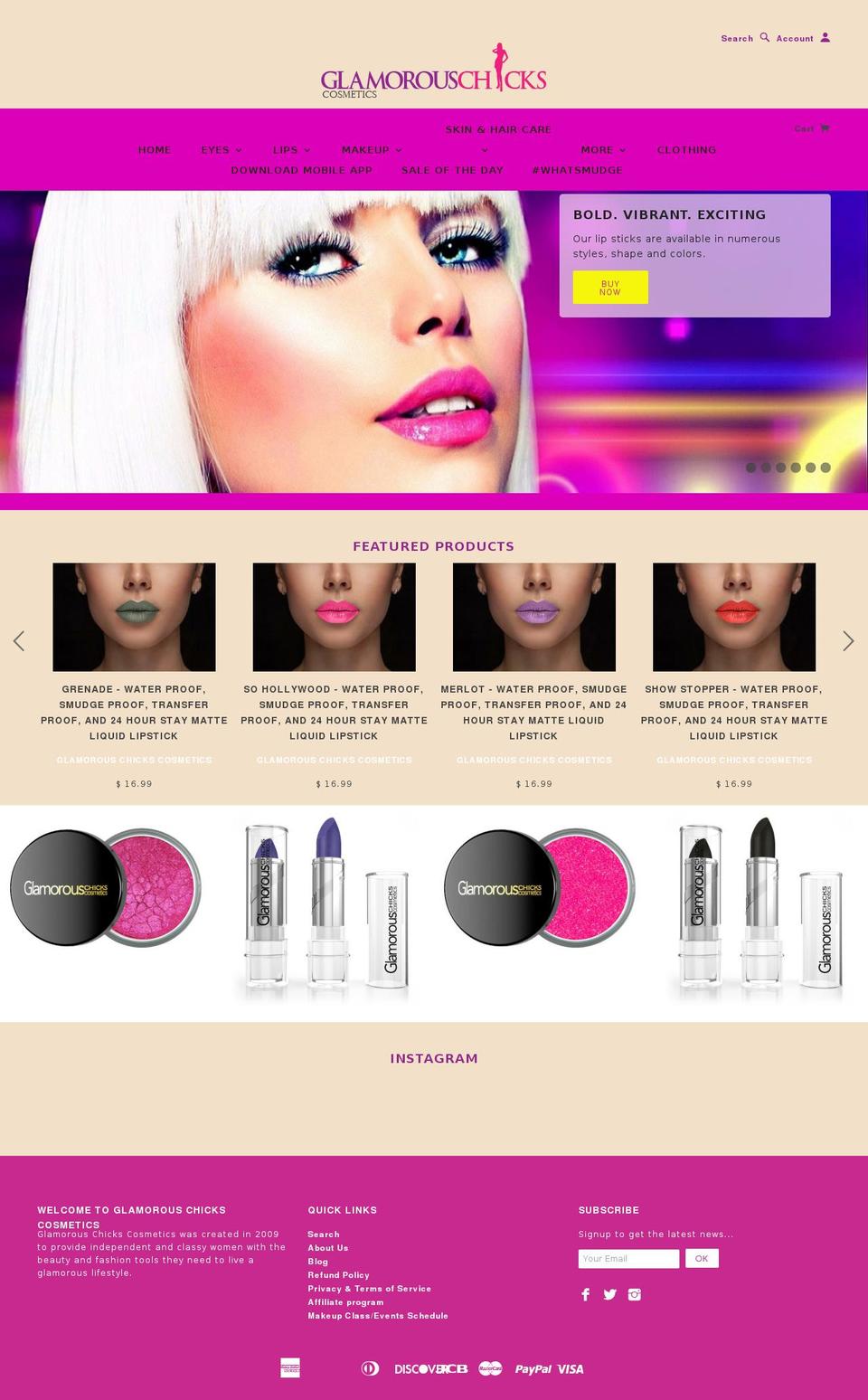 glamorouschickscosmetics.com shopify website screenshot