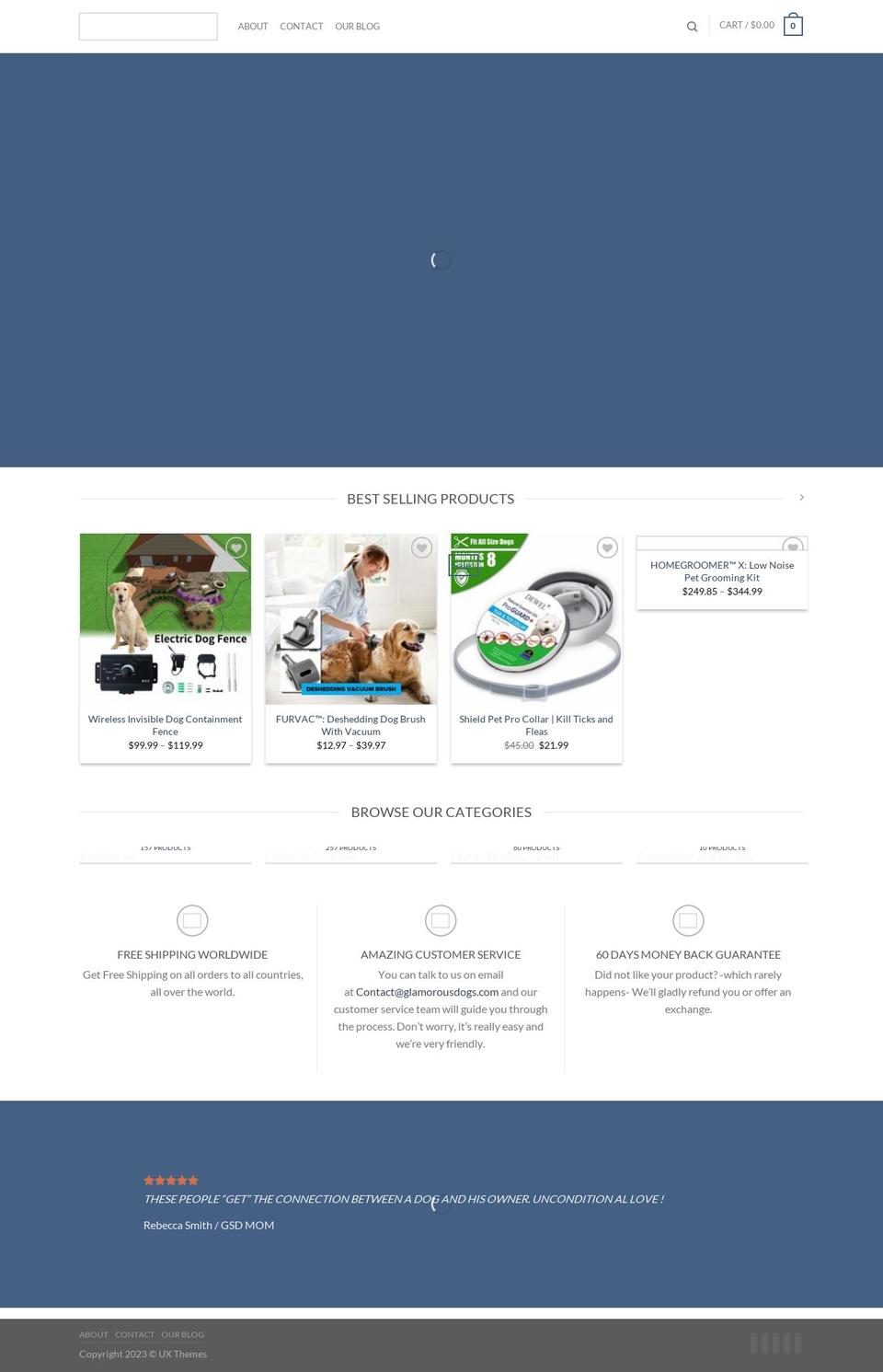 glamorousdogs.com — Shopify storefront screenshot