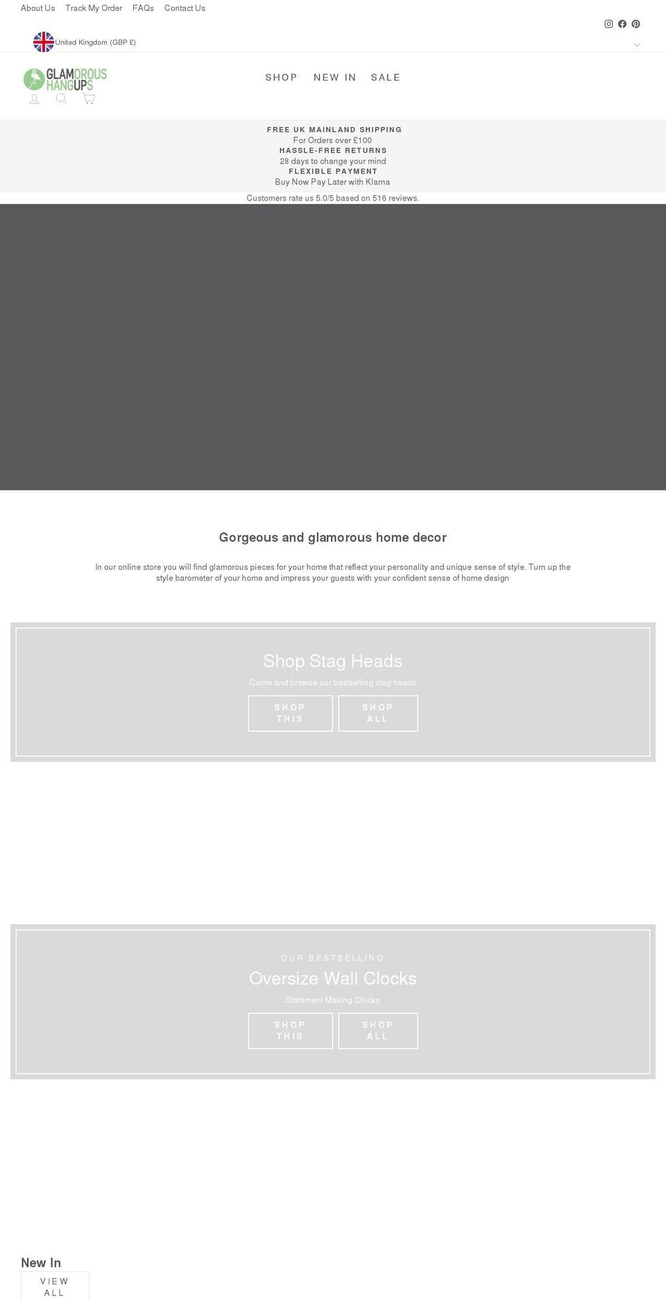 glamoroushangups.com shopify website screenshot