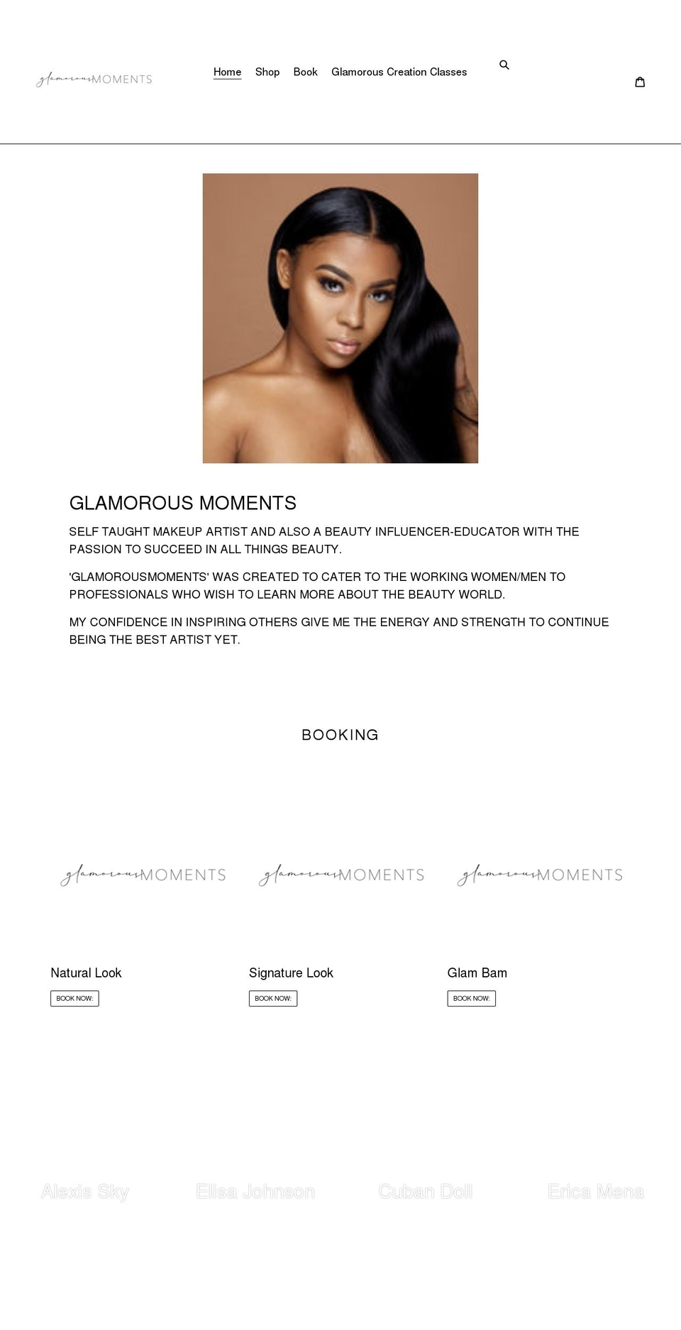 glamorousmomentsny.com shopify website screenshot