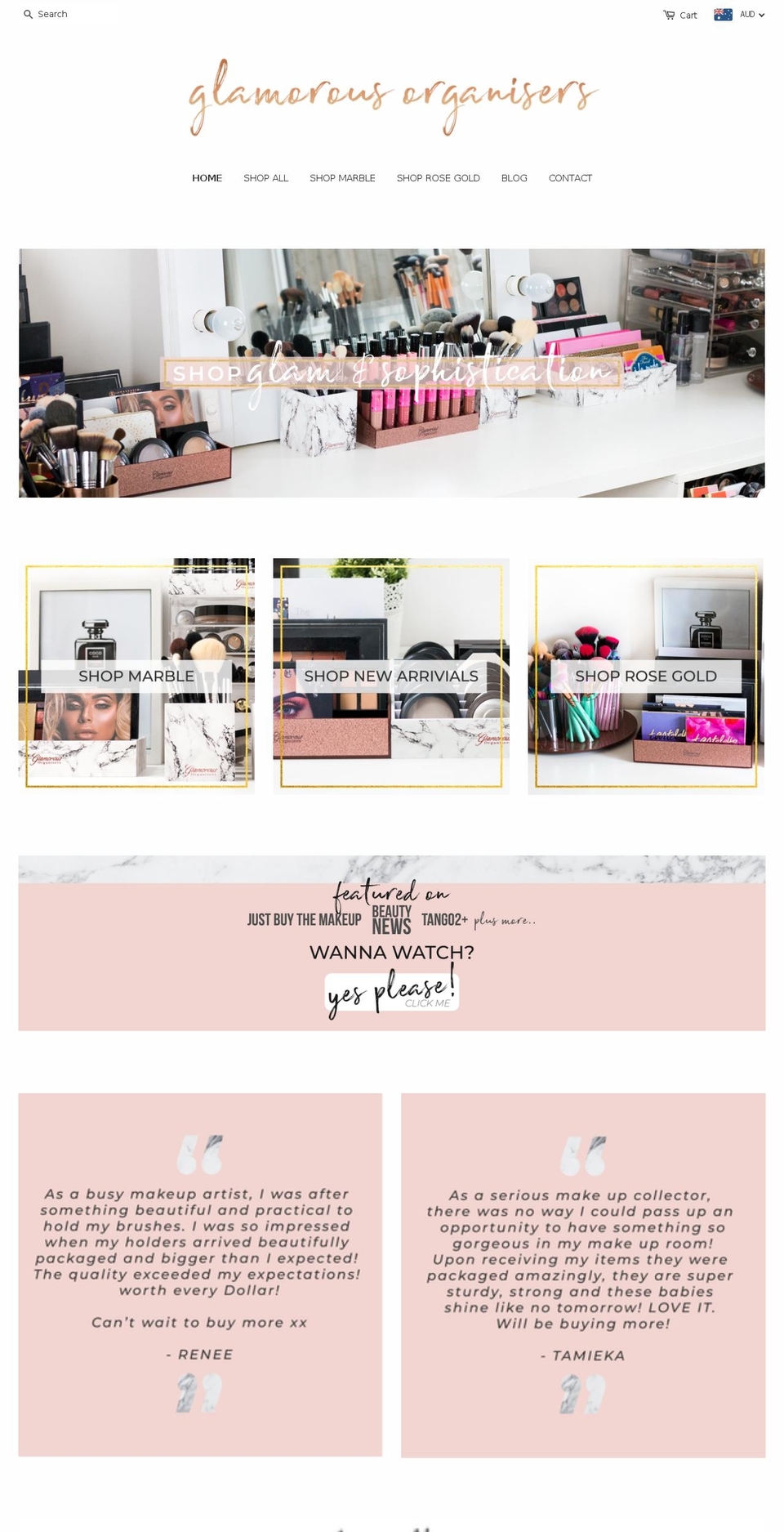Copy of Copy of minimal Shopify theme site example glamorousorganisers.com.au