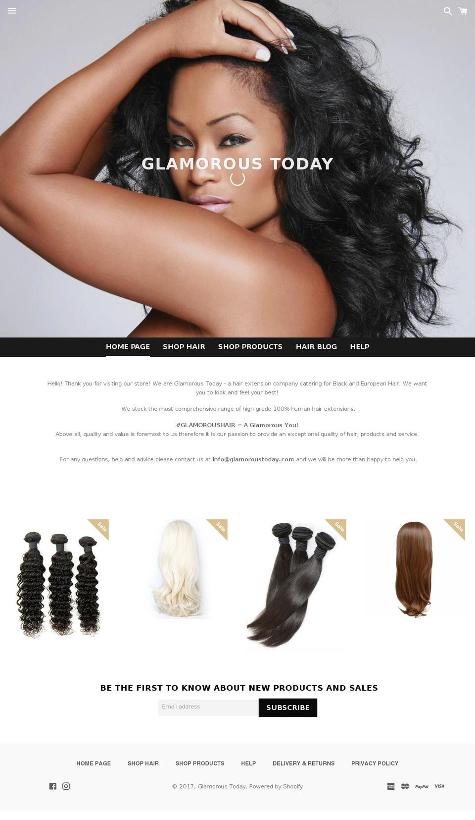 glamoroustoday.com shopify website screenshot