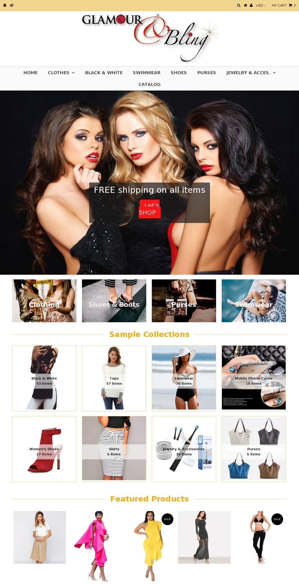 glamourandbling.com — Shopify storefront screenshot