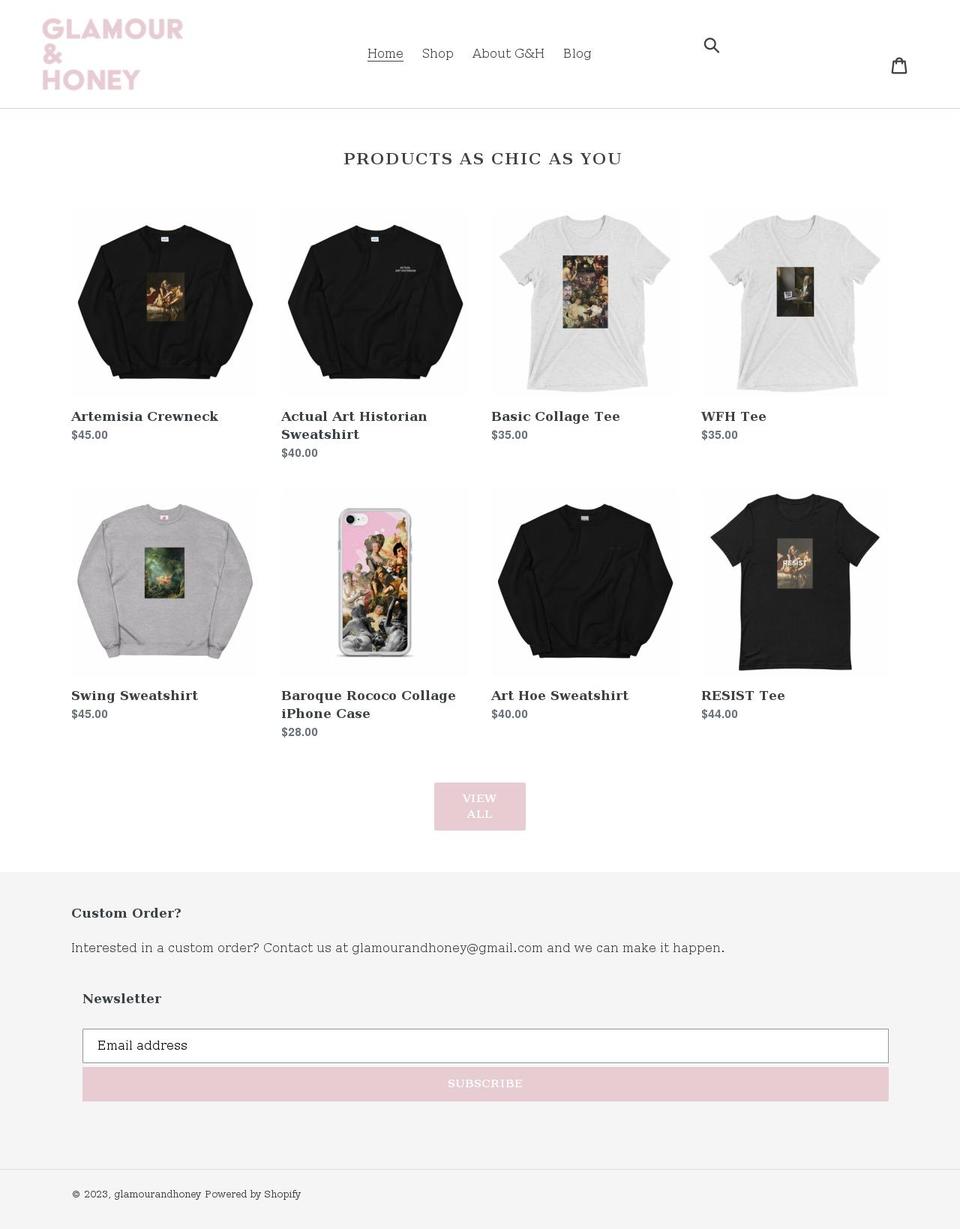 glamourandhoney.com shopify website screenshot