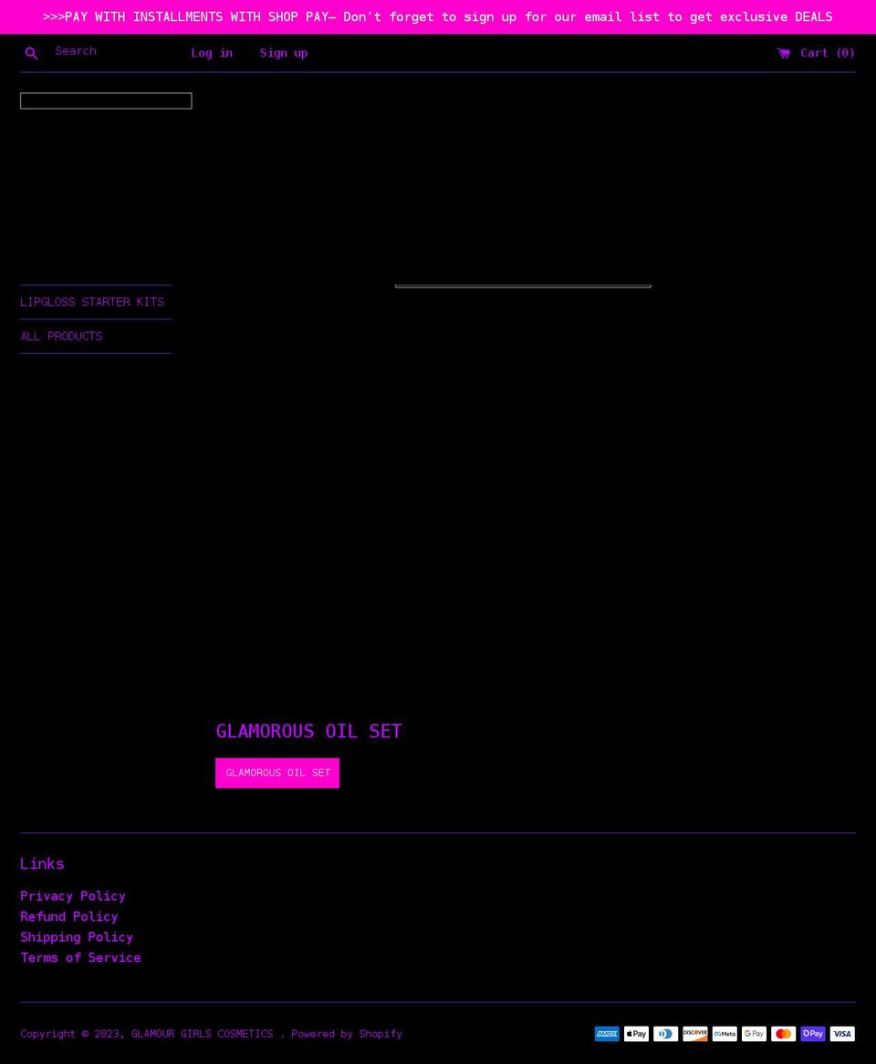 glamourgirlscosmetics.com shopify website screenshot