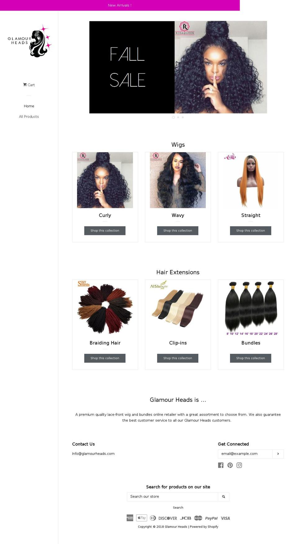 glamourheads.com — Shopify storefront screenshot