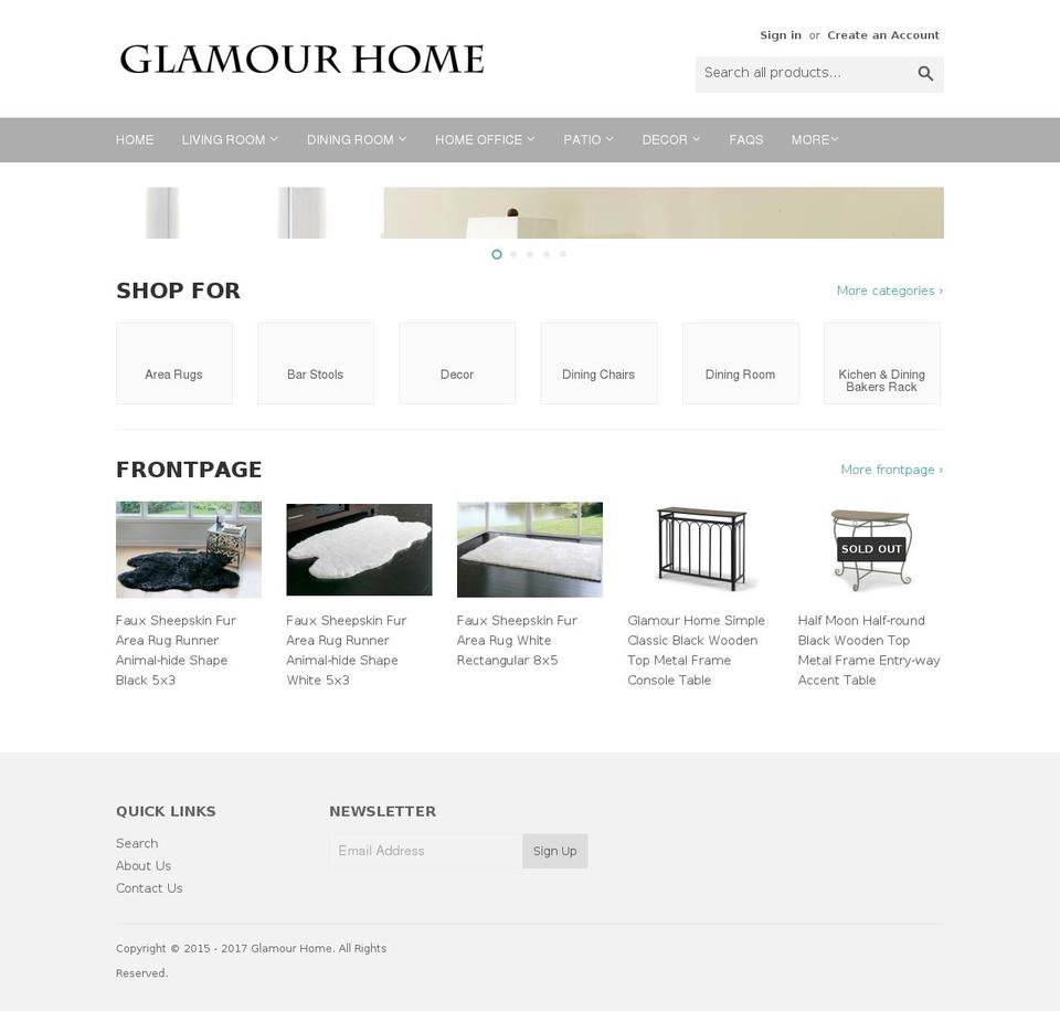 glamourhomedecor.com shopify website screenshot