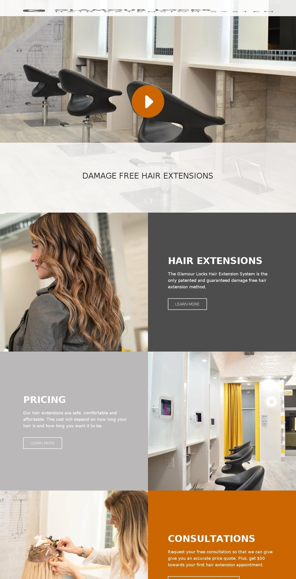 glamourlocks.com shopify website screenshot