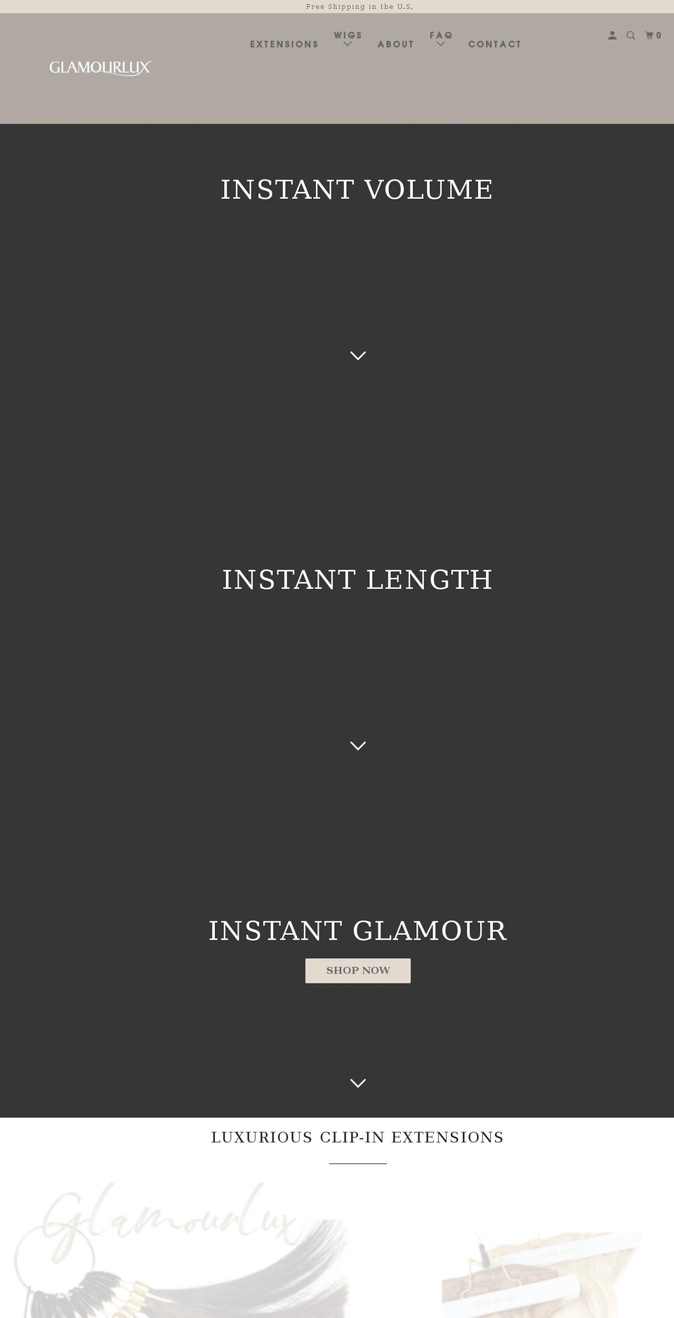 glamourluxhair.com shopify website screenshot