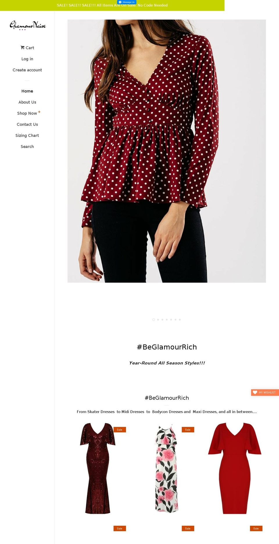 glamournaire.com — Shopify storefront screenshot