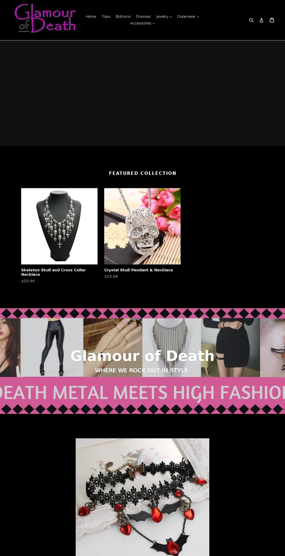 glamourofdeath.rocks shopify website screenshot