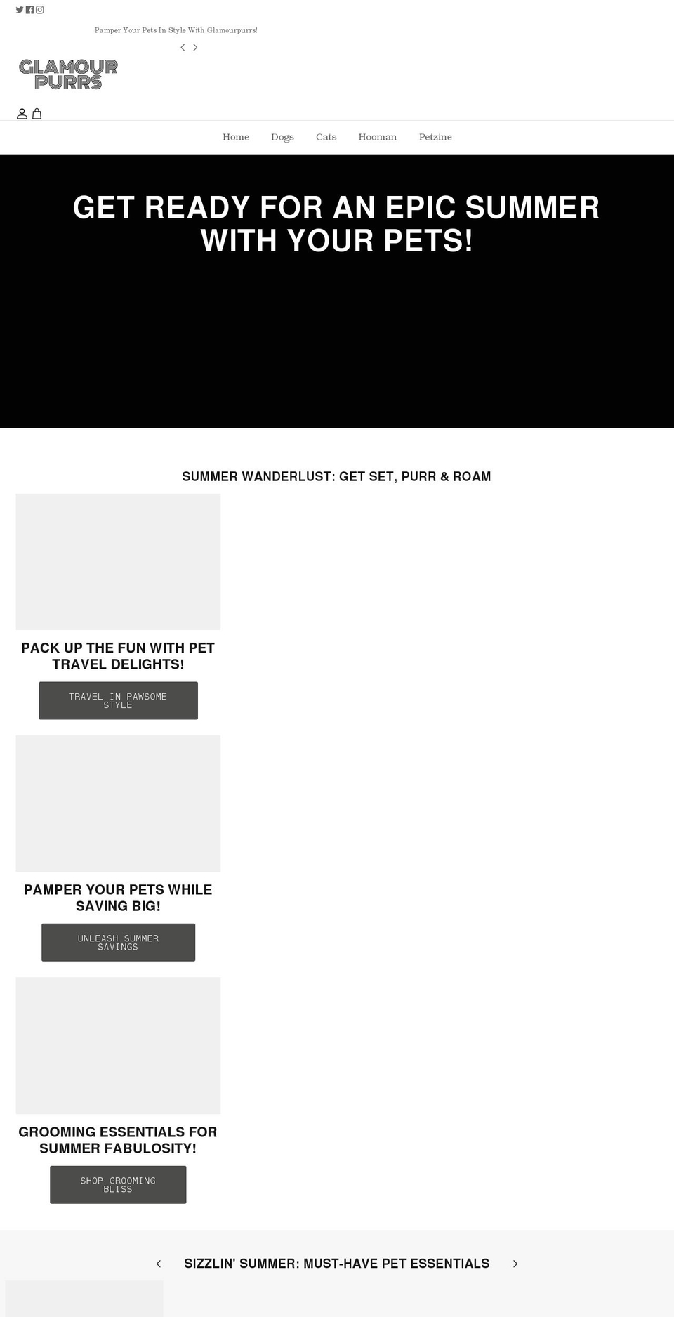 glamourpurrs.com shopify website screenshot