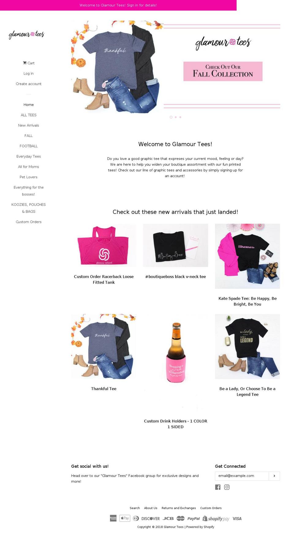 glamourtees.com — Shopify storefront screenshot