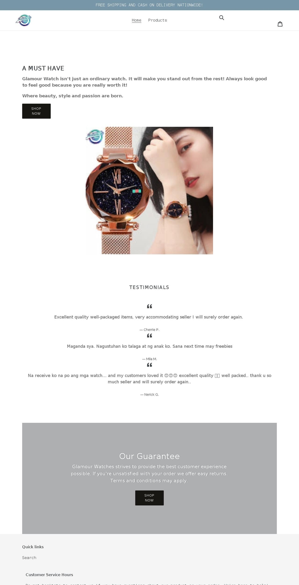 glamourwatchph.com shopify website screenshot