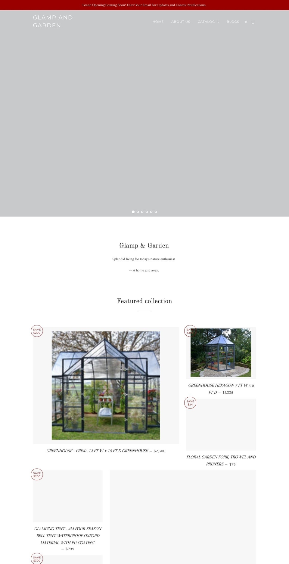 glampandgarden.com — Shopify storefront screenshot