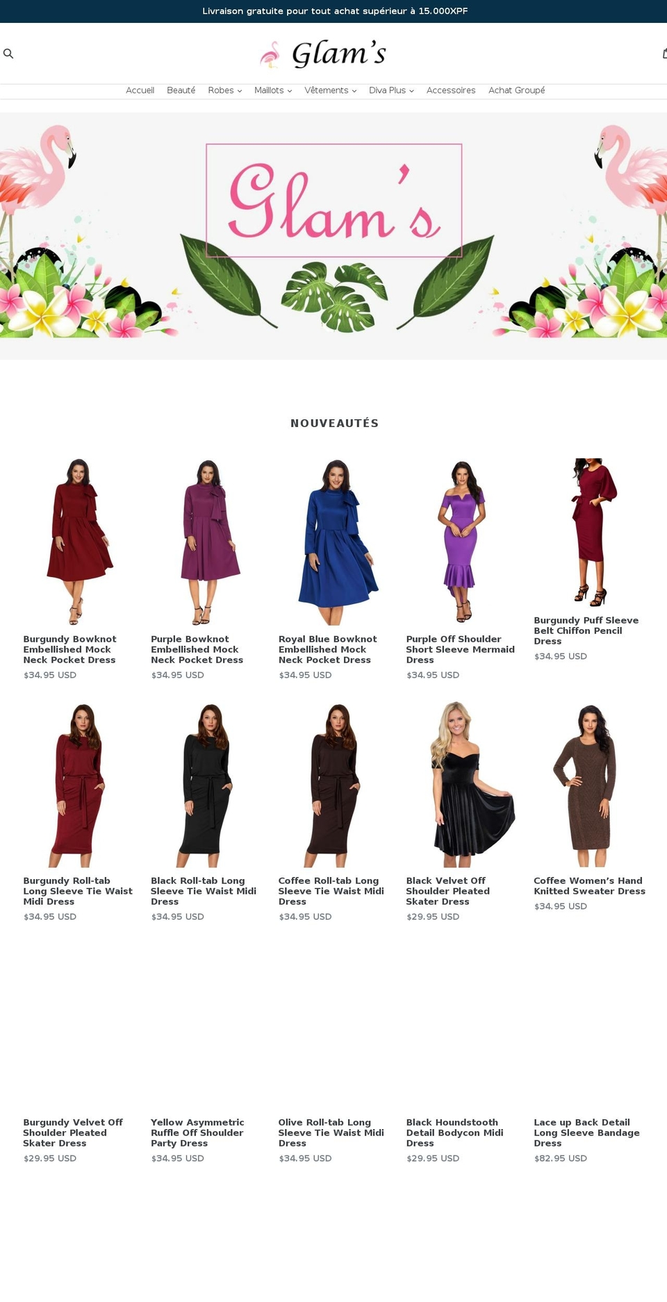glams-tahiti.com — Shopify storefront screenshot