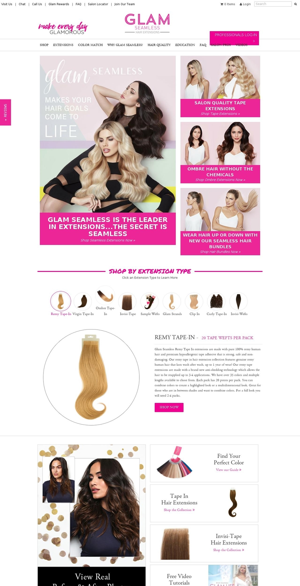 glam Shopify theme site example glamseamless.com