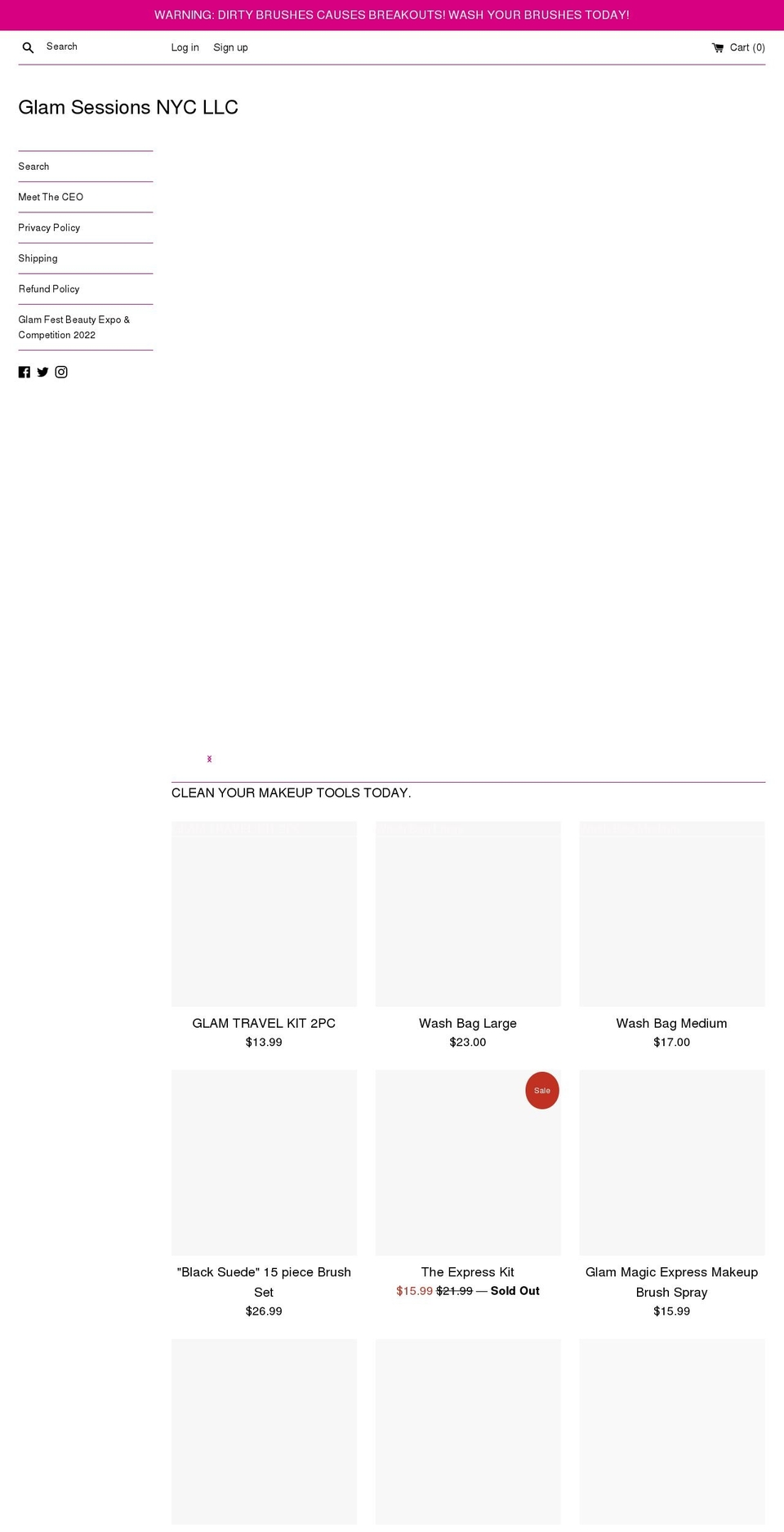 glamsessionsnyc.com shopify website screenshot