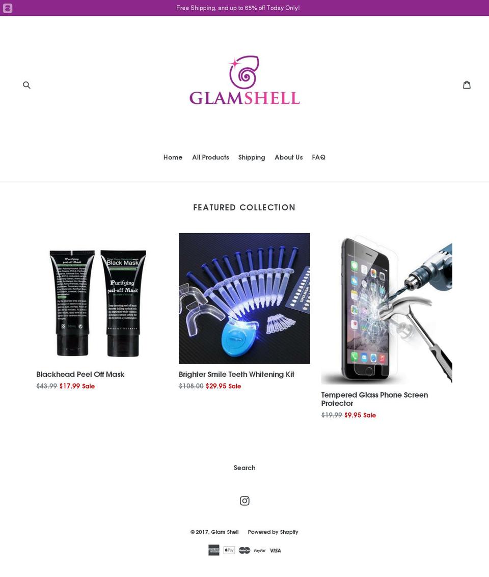 glamshell.com shopify website screenshot