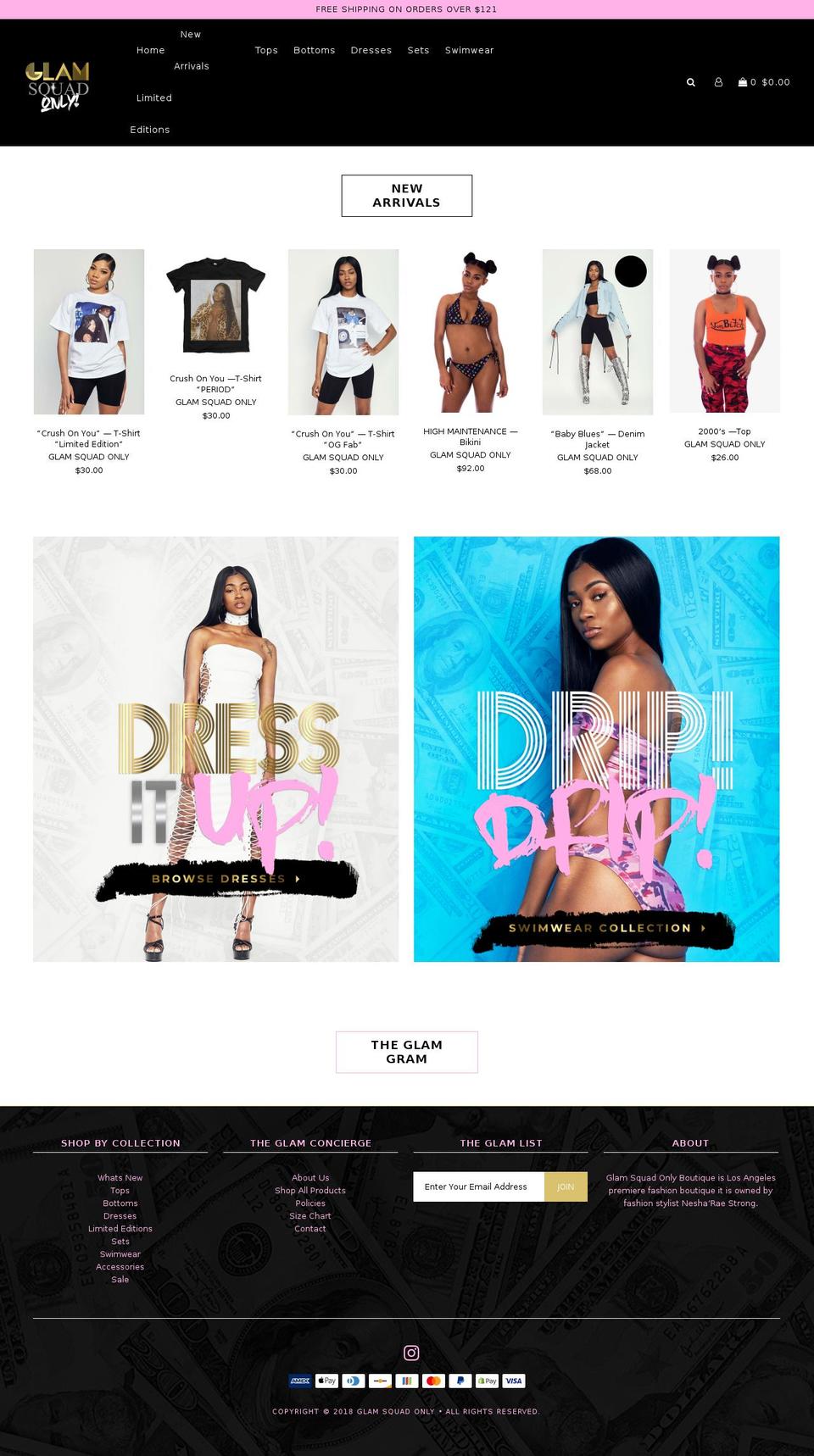 glamsquadonly.com — Shopify storefront screenshot