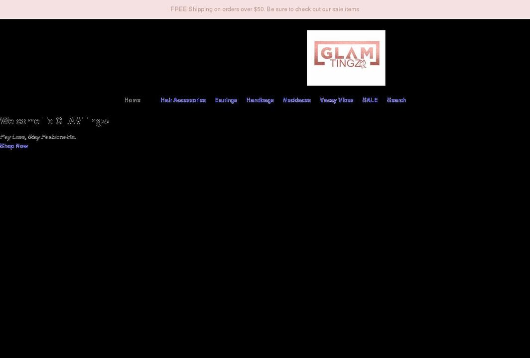 glamtingz.net shopify website screenshot