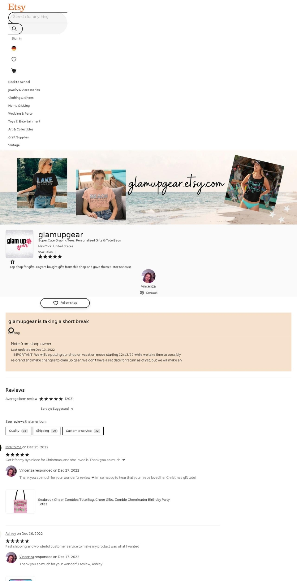 glamupgear.com — Shopify storefront screenshot
