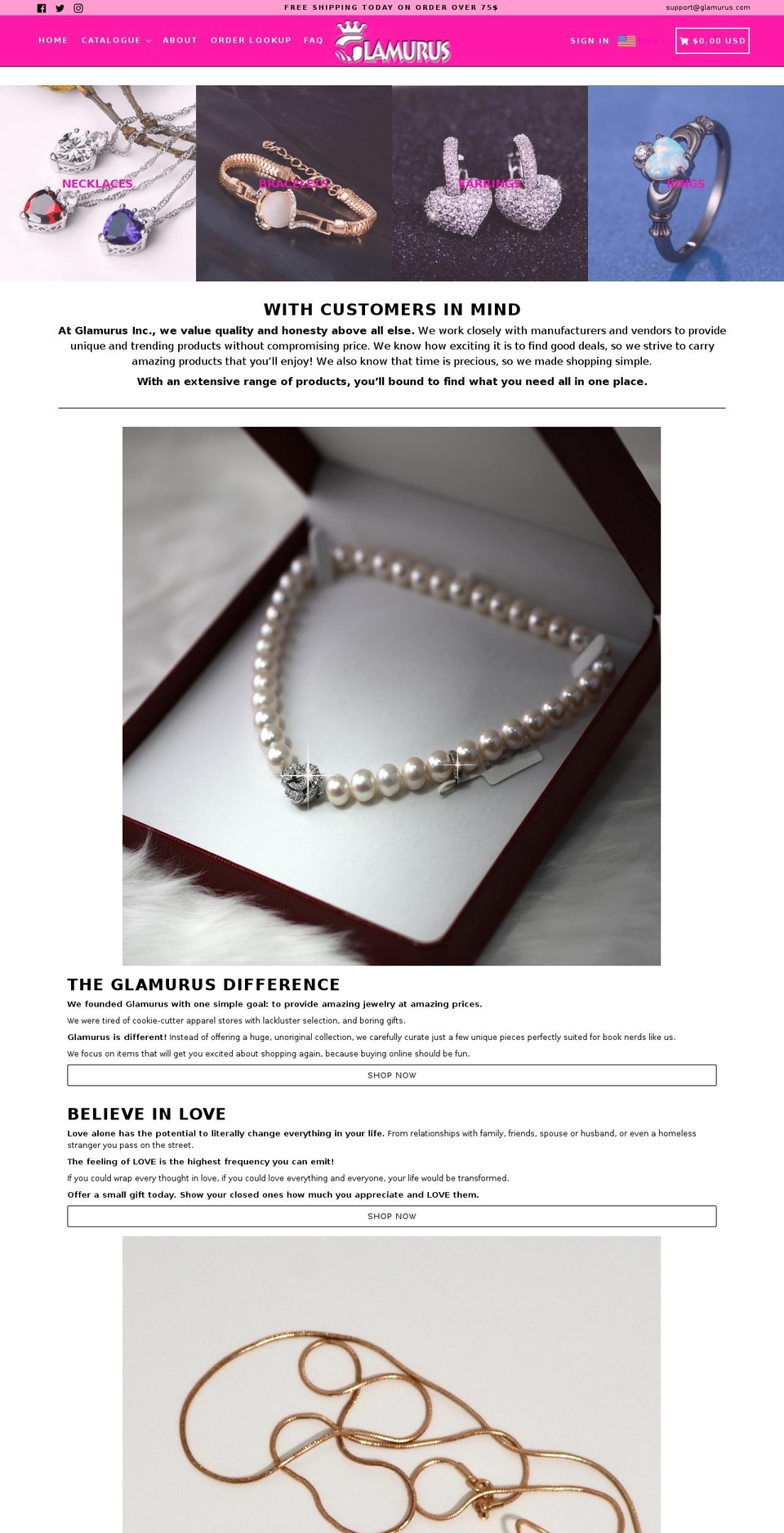 glamurus.com — Shopify storefront screenshot
