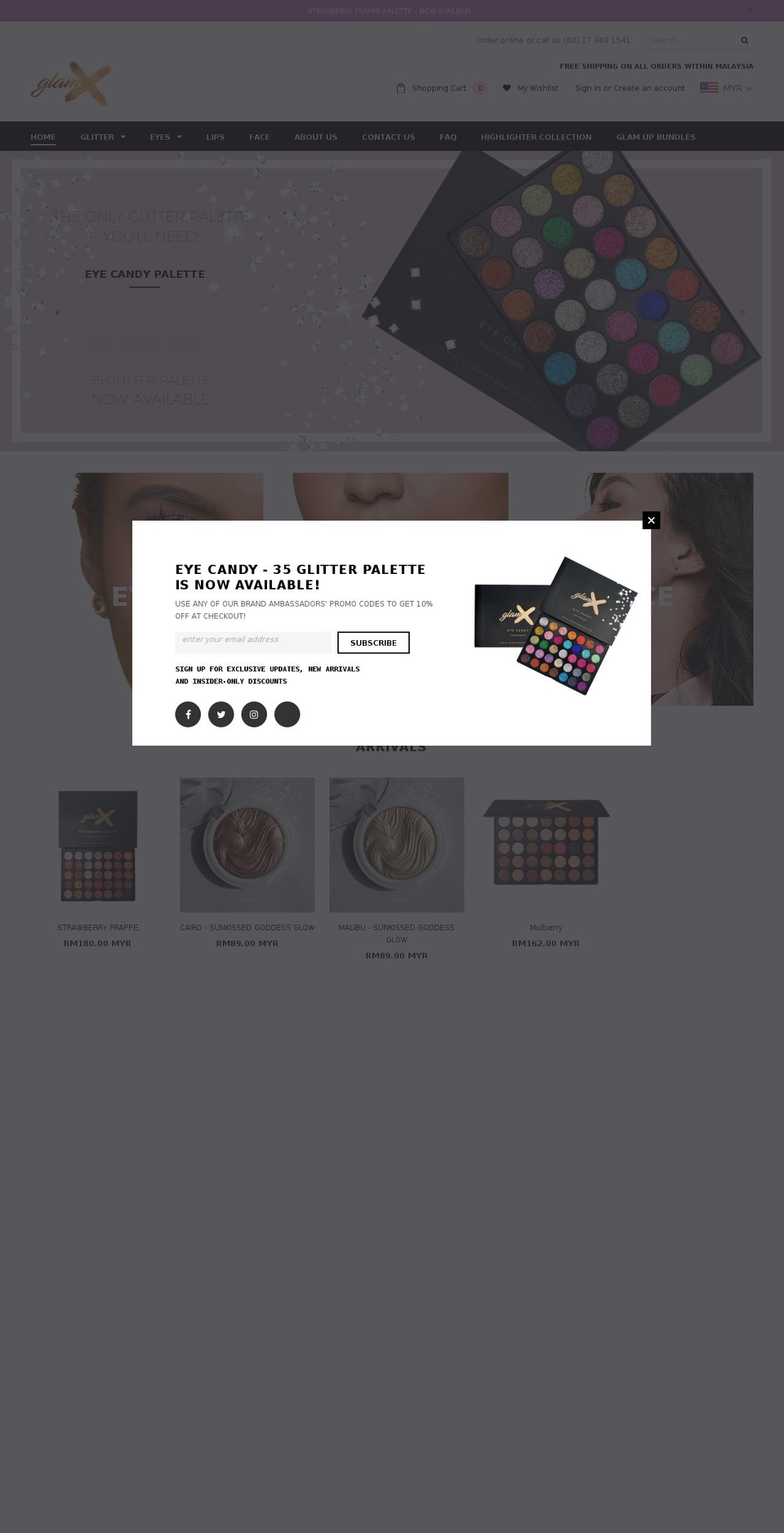 glamxbeauty.com shopify website screenshot