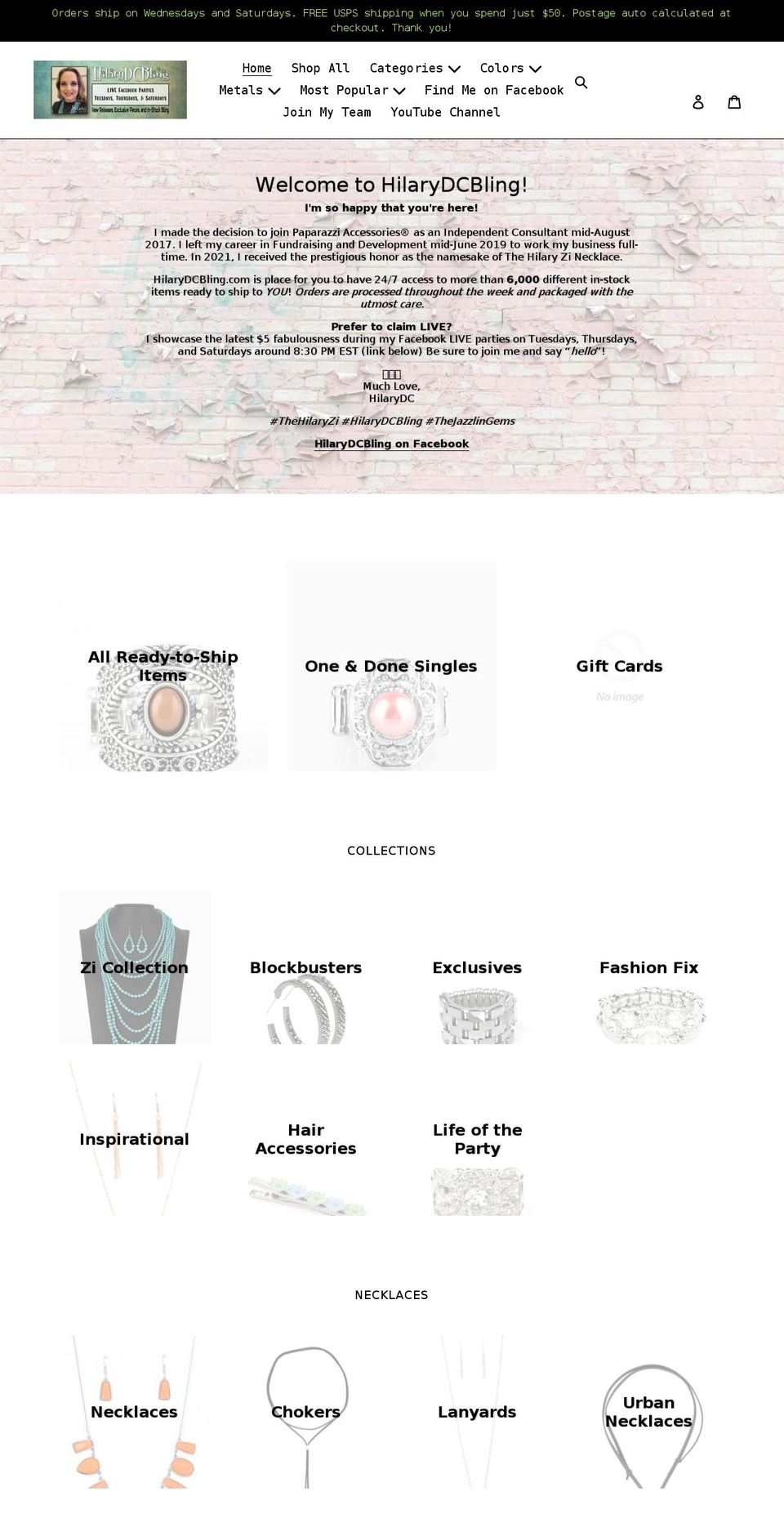 glamyourstylewithhilarydc.com — Shopify storefront screenshot