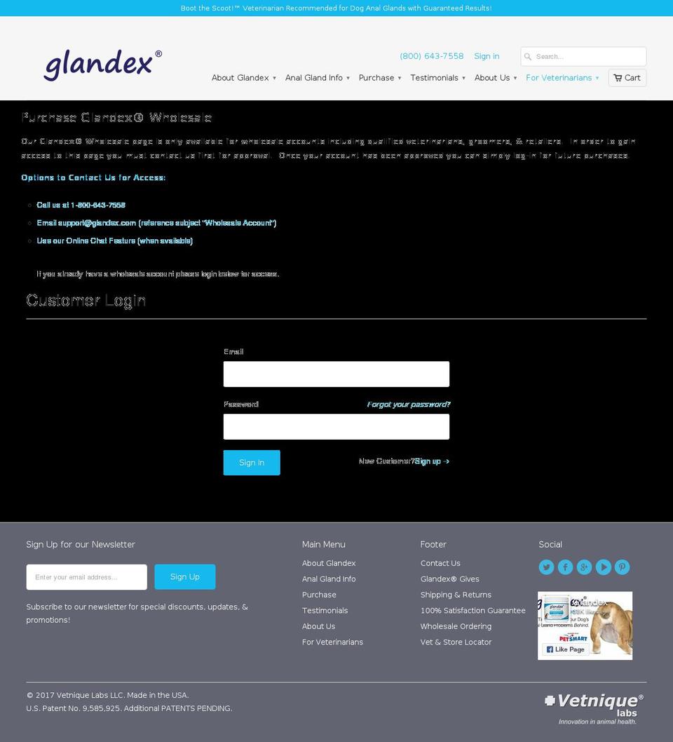 glandexwholesale.com shopify website screenshot
