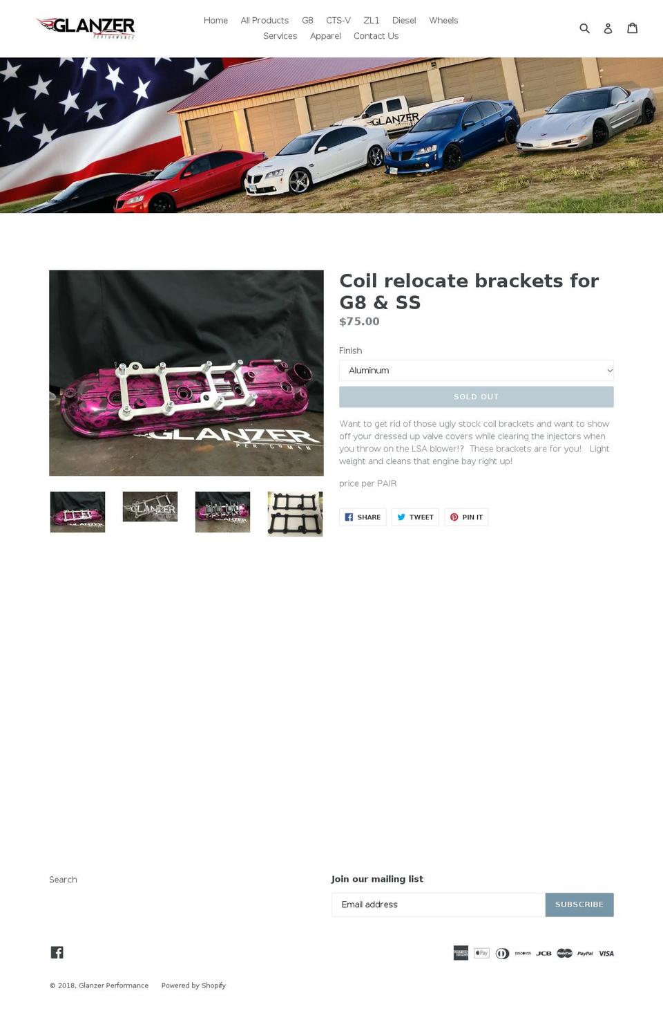 glanzerperformance.com — Shopify storefront screenshot