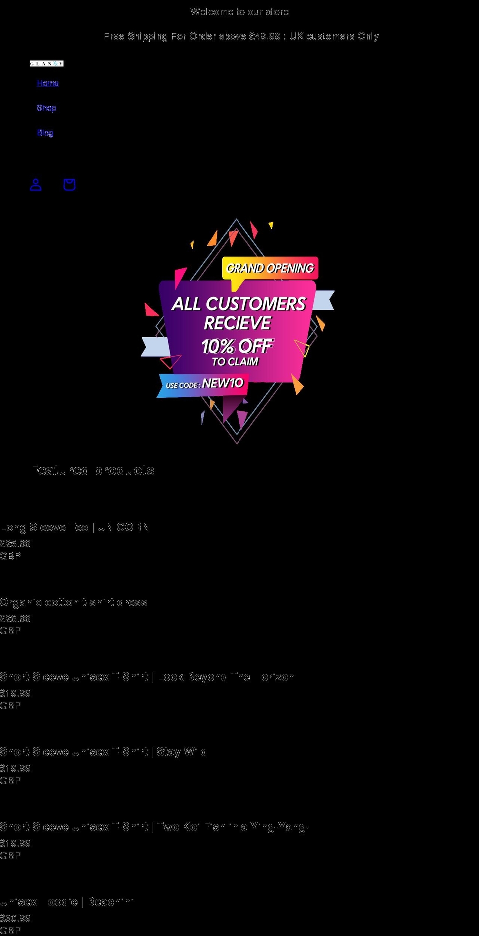 glanzzy.com shopify website screenshot