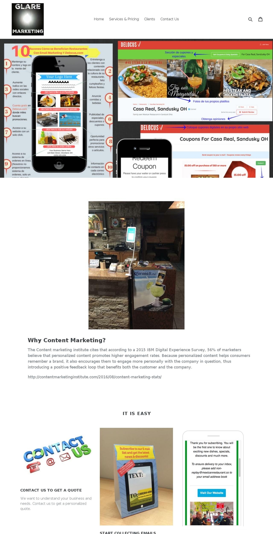 glaremarketing.com shopify website screenshot