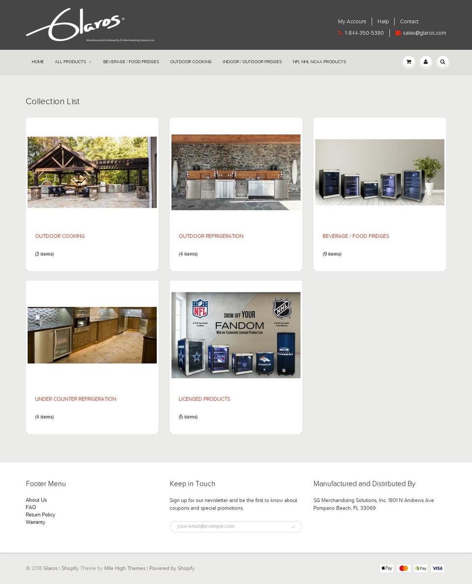 glaros.com — Shopify storefront screenshot