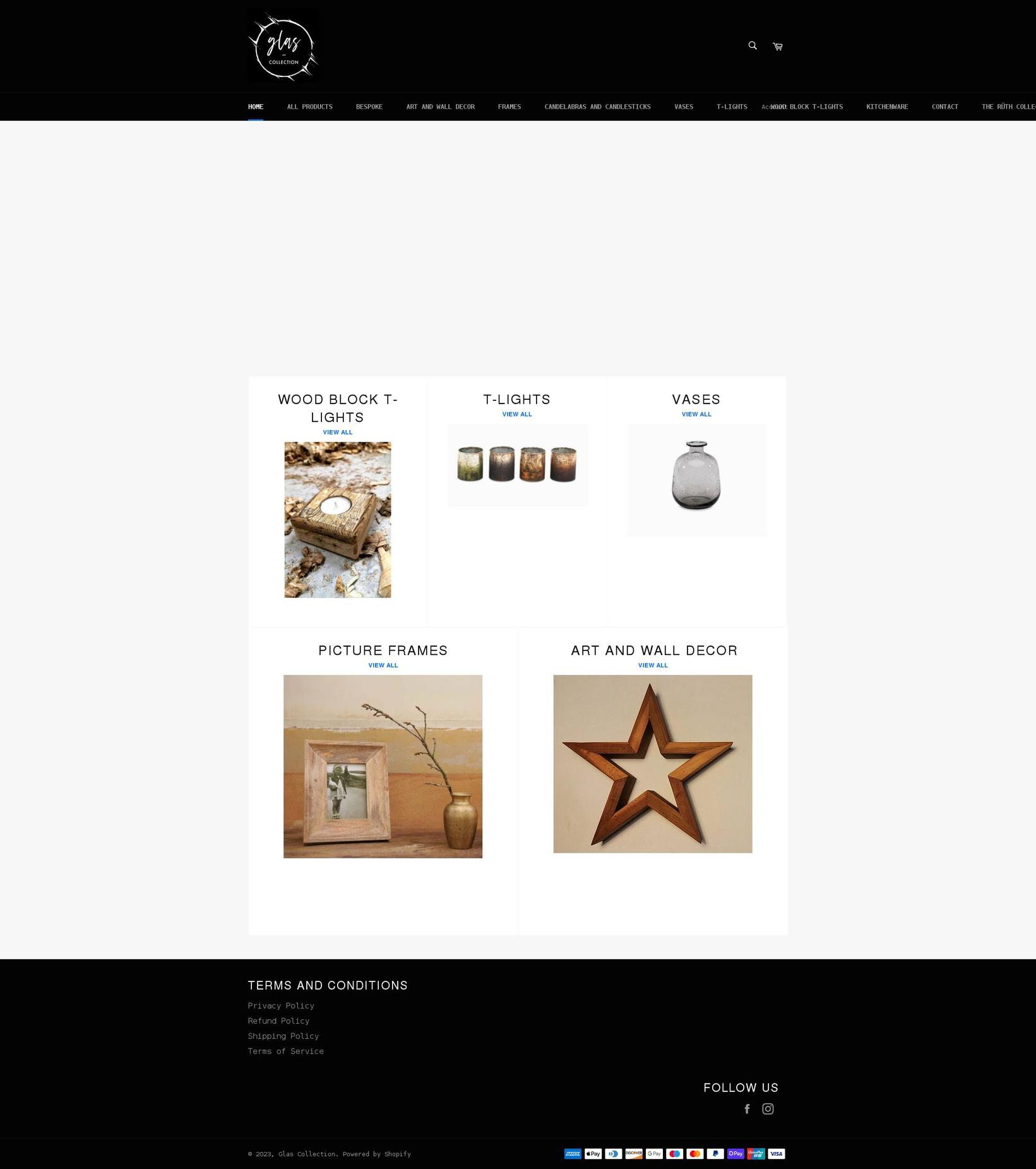 glascollection.com shopify website screenshot