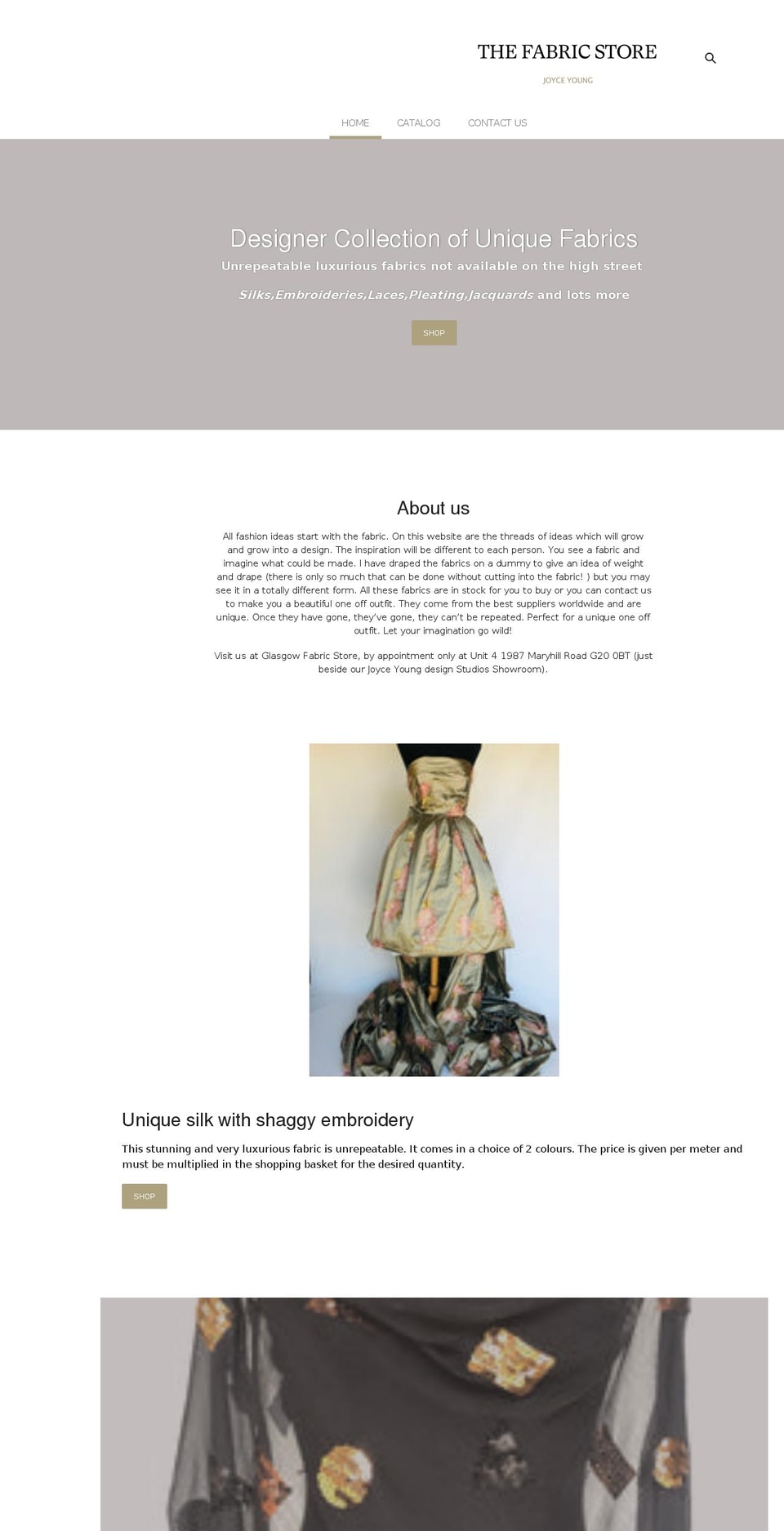 glasgowfabricstore.co.uk shopify website screenshot