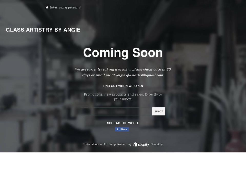 glass-artistry-by-angie.myshopify.com shopify website screenshot